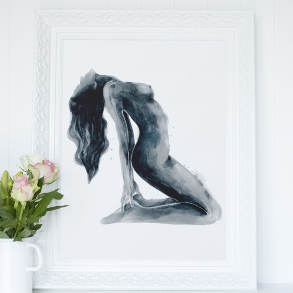 Watercolor Abstract Nude Woman Portrait Print Poster Unframed - Picture 9 of 9